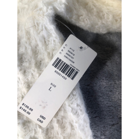 NEW Anthropologie Ruffled Boat Neckline Wool-Blend Sweater Ivory Size L - Picture 3 of 3